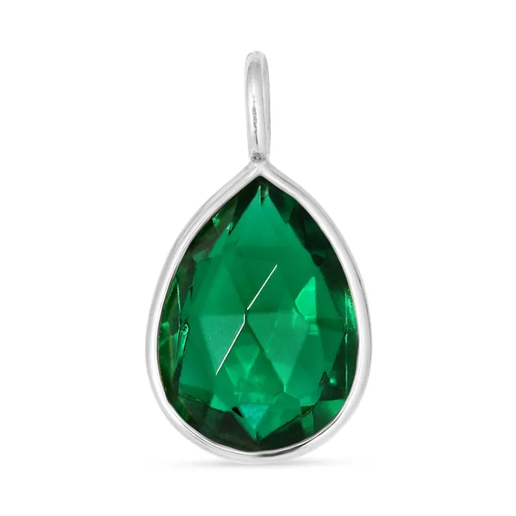 druppel donkergroen kristal hanger in zilver - Loom Stones