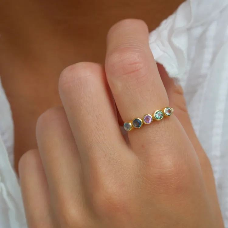 veelkleurig ring in verguld sterlingzilver - Bubbly Twist