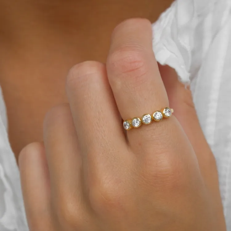 zirkoon ring in verguld sterlingzilver - Bubbly Sparkle