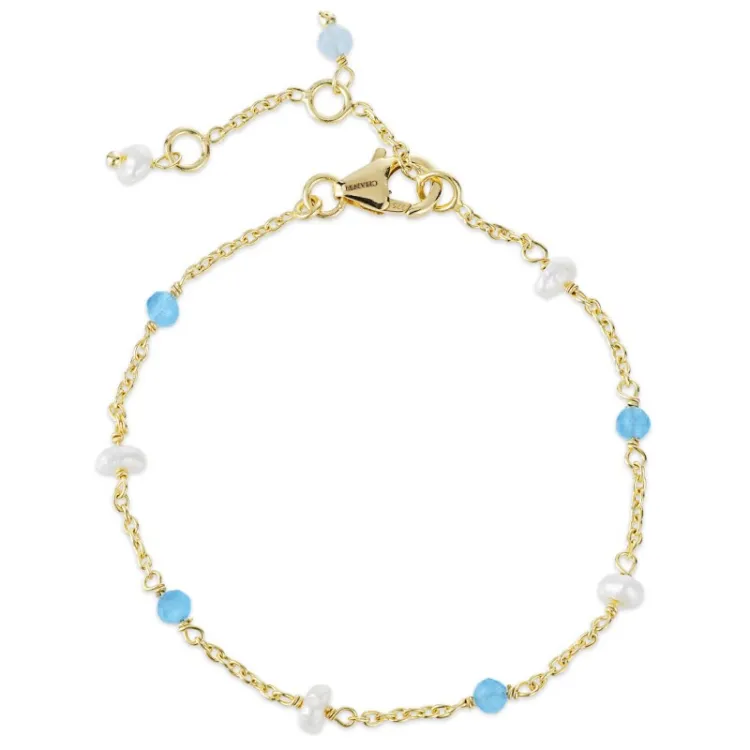 blauwe caledoniet armband in verguld sterlingzilver - Loom Stones