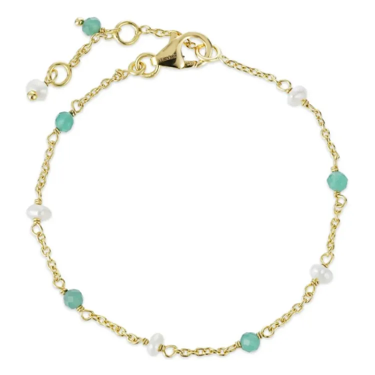 groen onyx armband in verguld sterlingzilver x 4 mm - Loom Stones