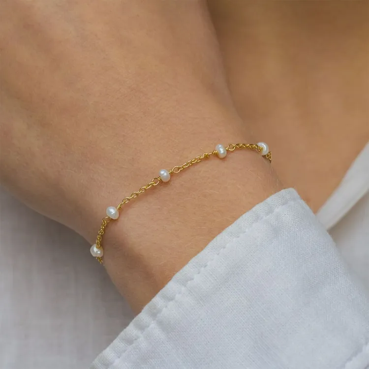 parel armband in verguld sterlingzilver