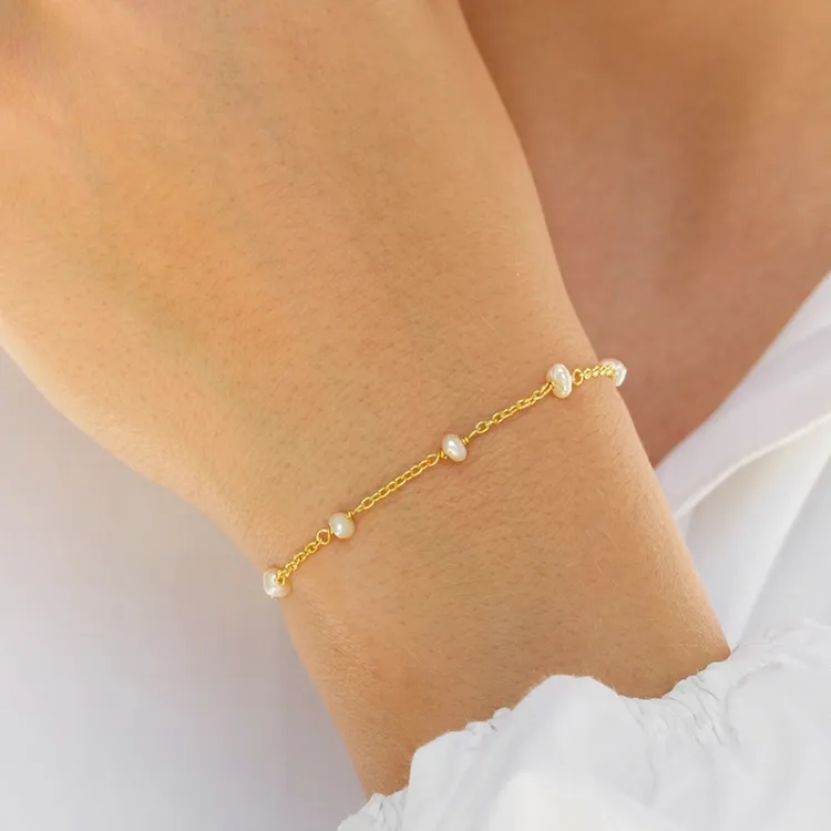 parel armband in verguld sterlingzilver
