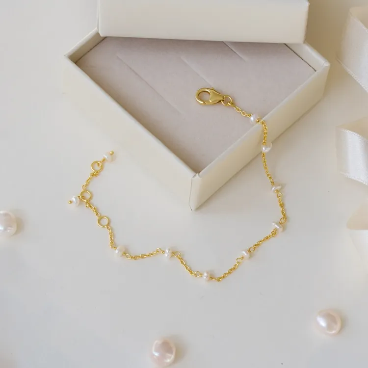 parel armband in verguld sterlingzilver