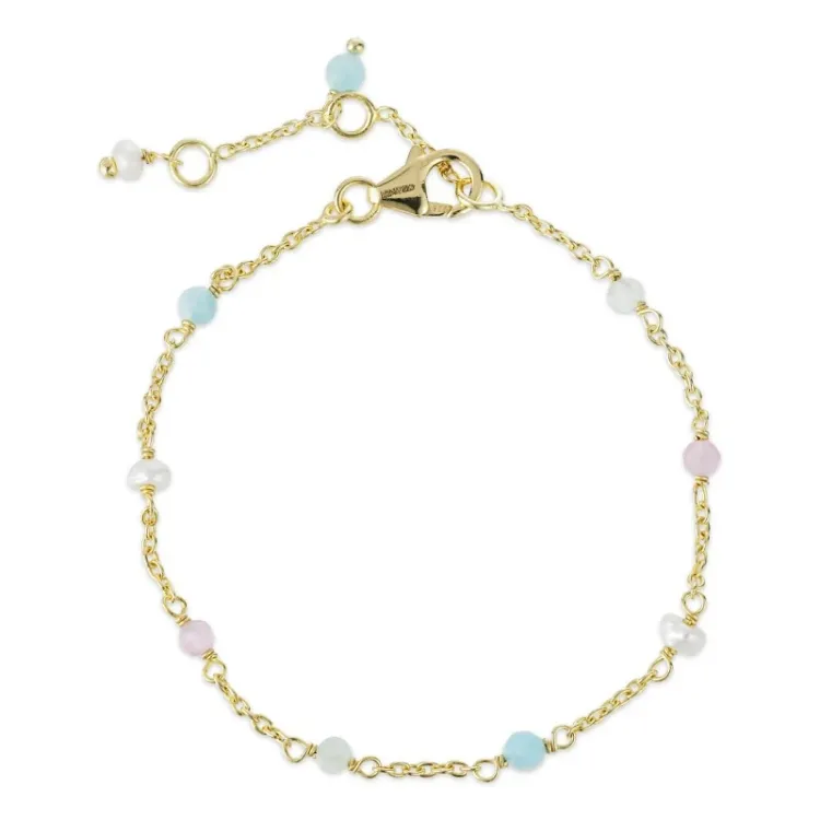 veelkleurig steen armband in verguld sterlingzilver  x 4 mm  - Loom Stones