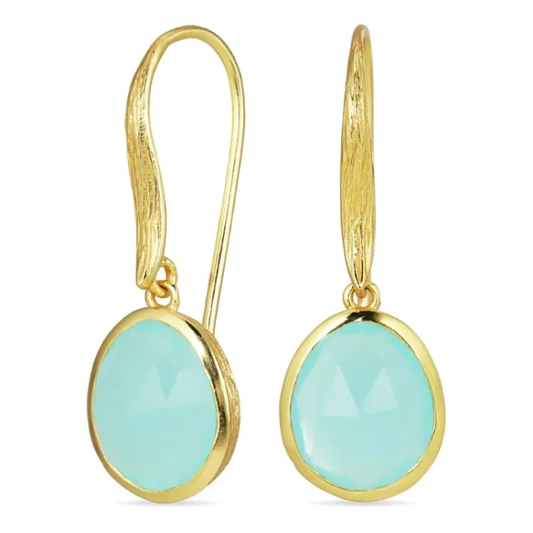 aqua kristal oorbellen in verguld sterlingzilver - Loom Stones