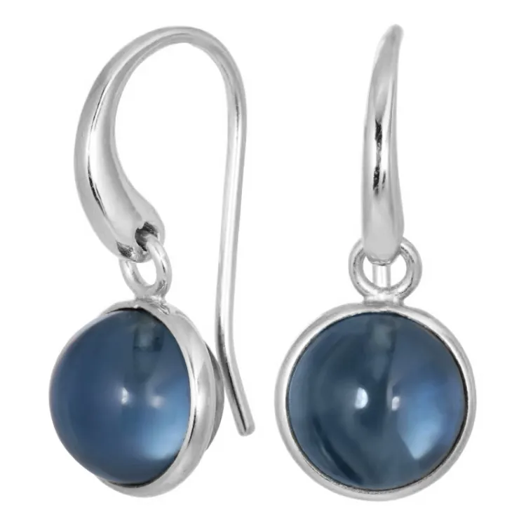 rond blauwe donkerblauw kristal oorbellen in zilver - Loom Stones