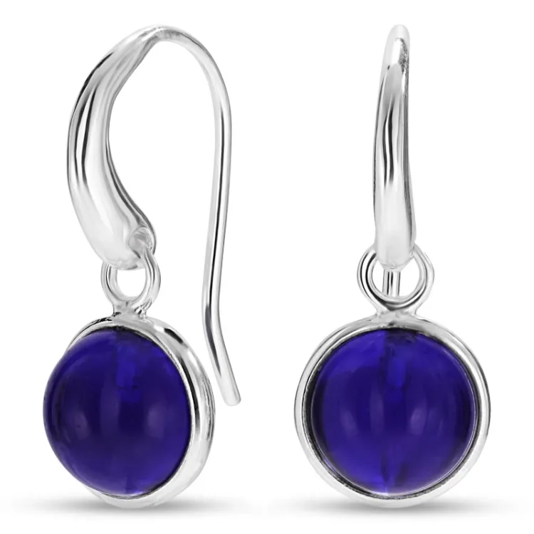 rond blaume jadesteen oorbellen in zilver - Loom Stones