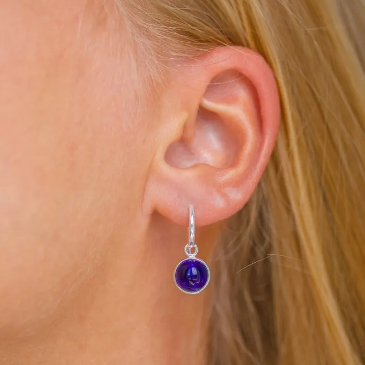 rond blaume jadesteen oorbellen in zilver - Loom Stones