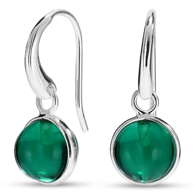 rond aqua kristal oorbellen in zilver - Loom Stones