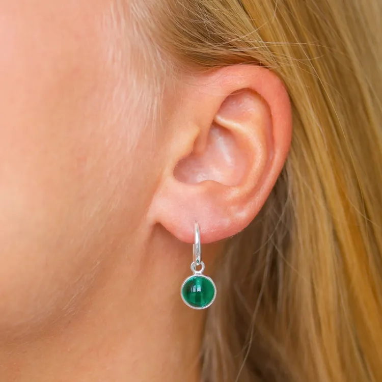 rond aqua kristal oorbellen in zilver - Loom Stones