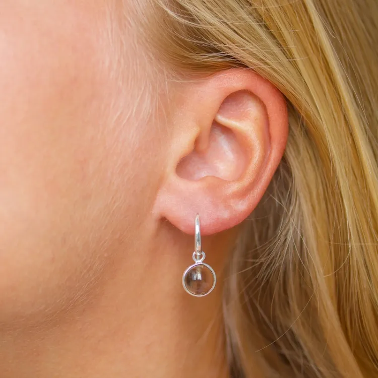 rond rookkleurige kwarts oorbellen in zilver - Loom Stones
