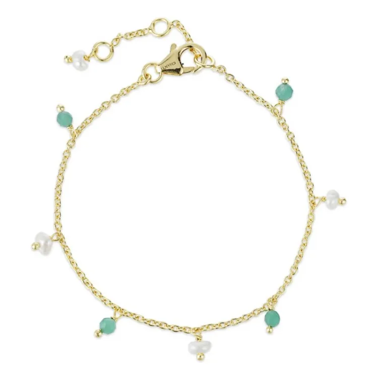 groen onyx armband in verguld sterlingzilver  x   - Loom Stones