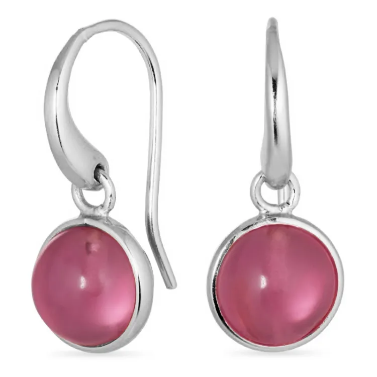 rond pink kristal oorbellen in zilver - Loom Stones