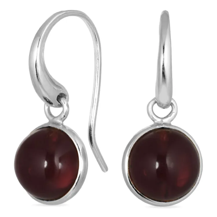 rond rode kristal oorbellen in zilver - Loom Stones