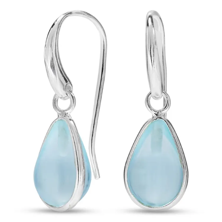 druppel blauwe kristal oorbellen in zilver - Loom Stones