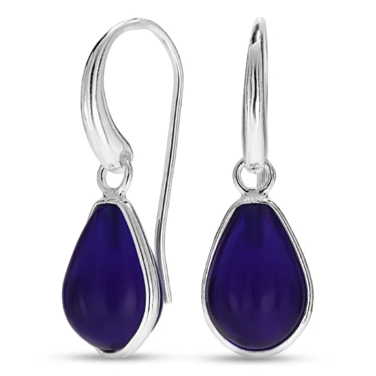 druppel blaume jadesteen oorbellen in zilver - Loom Stones
