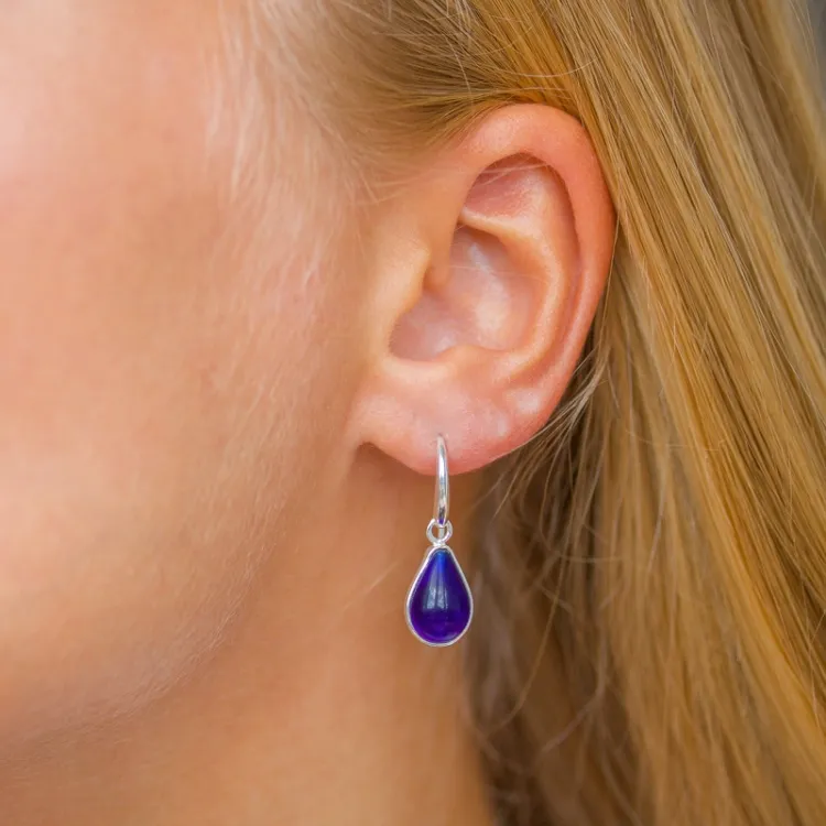 druppel blaume jadesteen oorbellen in zilver - Loom Stones