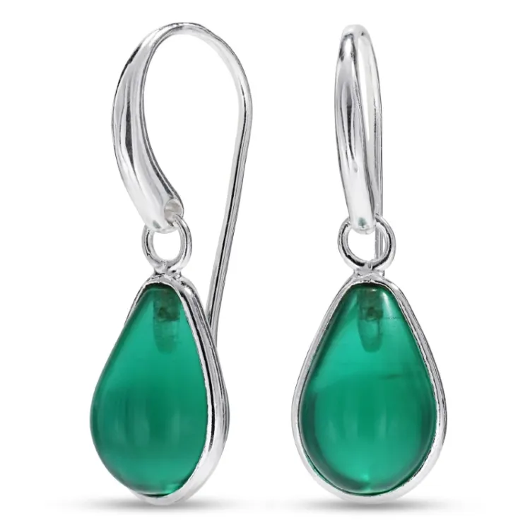 druppel aqua kristal oorbellen in zilver - Loom Stones