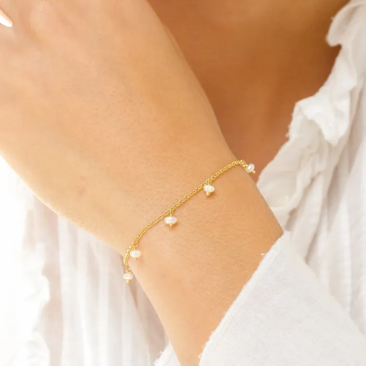 parel armband in verguld sterlingzilver  x   - Loom Stones