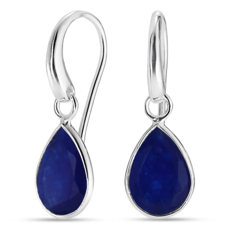 druppel blaume jadesteen oorbellen in zilver - Loom Stones