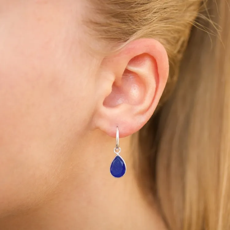 druppel blaume jadesteen oorbellen in zilver - Loom Stones