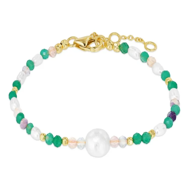 groen armband in verguld sterlingzilver - Loom Stones
