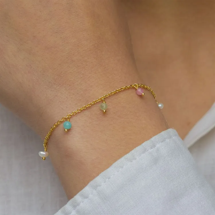 steen armband in verguld sterlingzilver  x   - Loom Stones