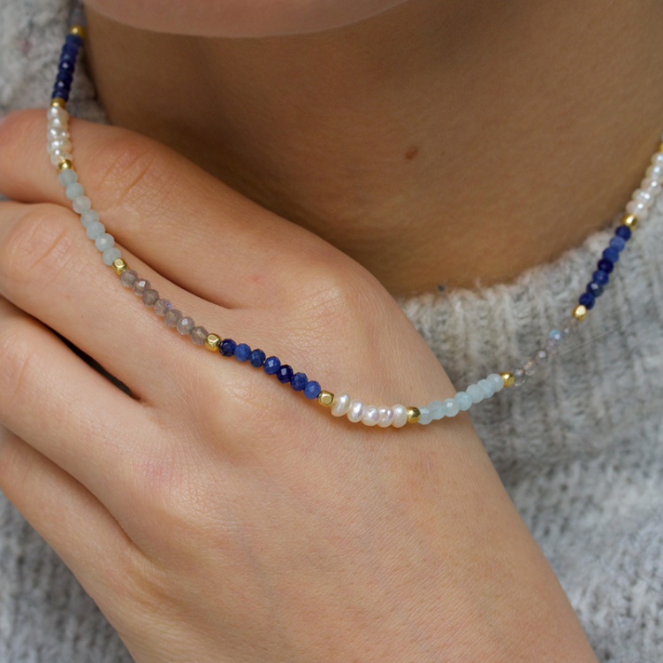 ketting in verguld sterlingzilver - Loom Stones
