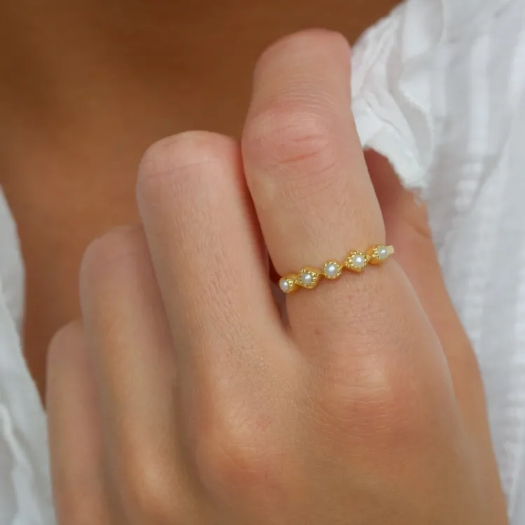 parel ring in verguld sterlingzilver