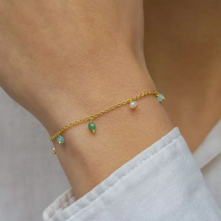 steen armband in verguld sterlingzilver  x   - Loom Stones
