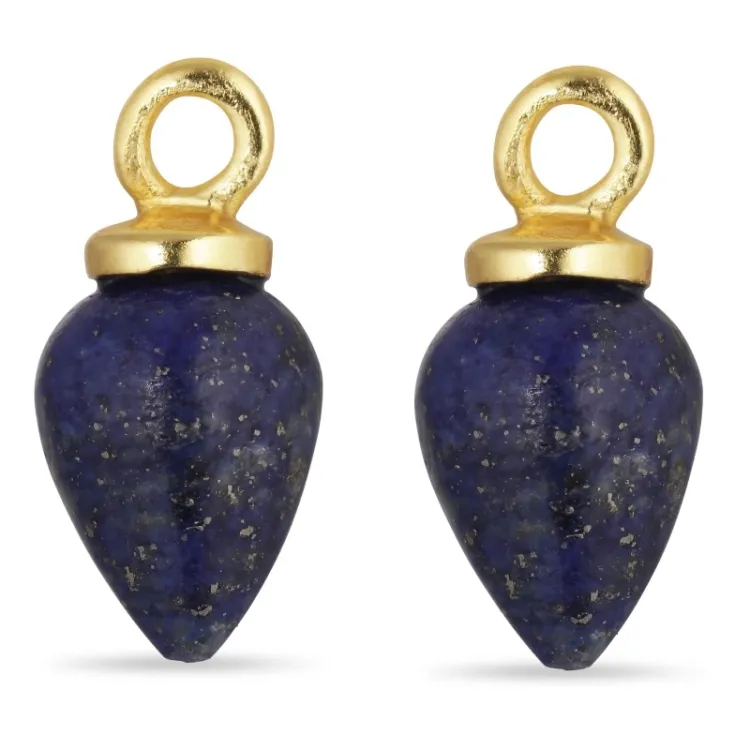 lazuursteen hangers voor oorbellen in verguld zilver - Mix & Match