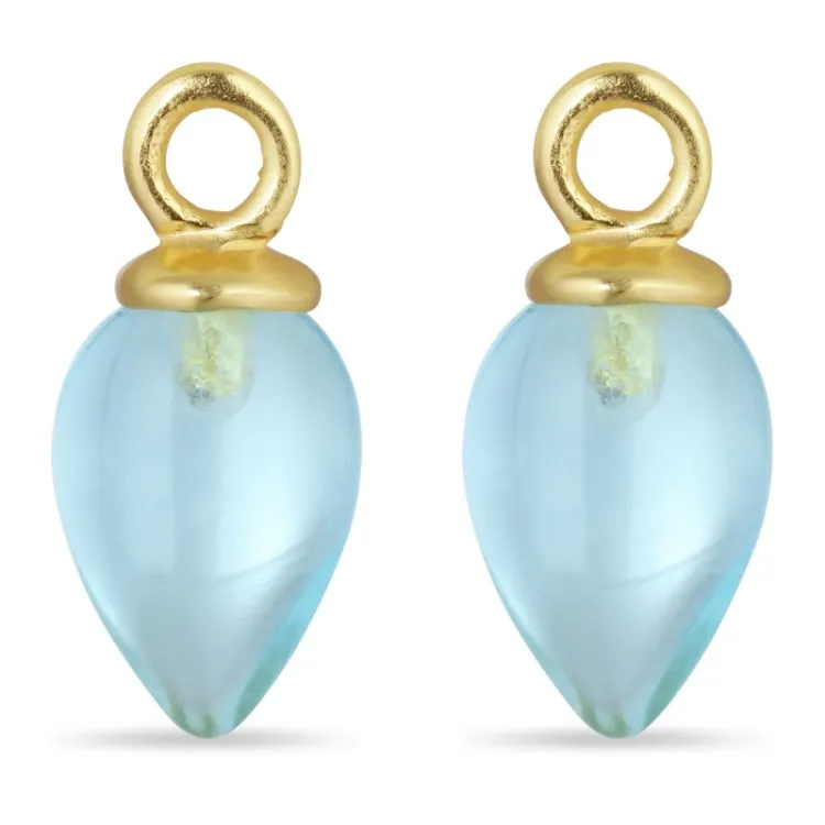 blauwe kristal hangers voor oorbellen in verguld zilver - Mix & Match