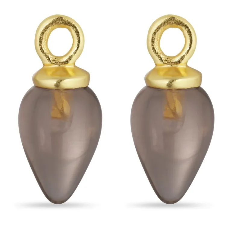 rookkleurige kwarts hangers voor oorbellen in verguld zilver - Mix & Match
