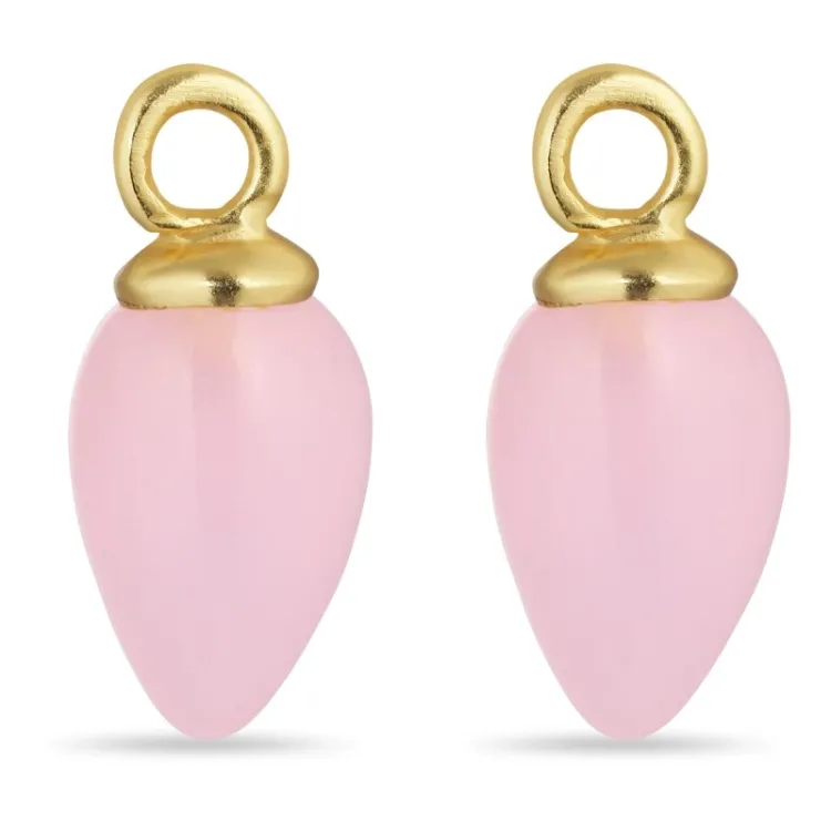 roze kristal hangers voor oorbellen in verguld zilver - Mix & Match