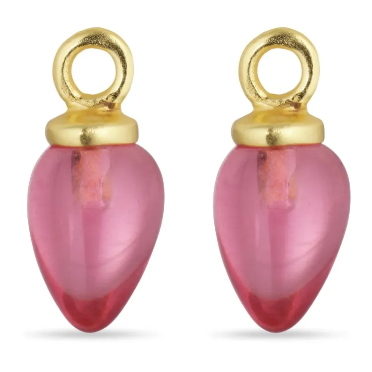 pink kristal hangers voor oorbellen in verguld zilver - Mix & Match