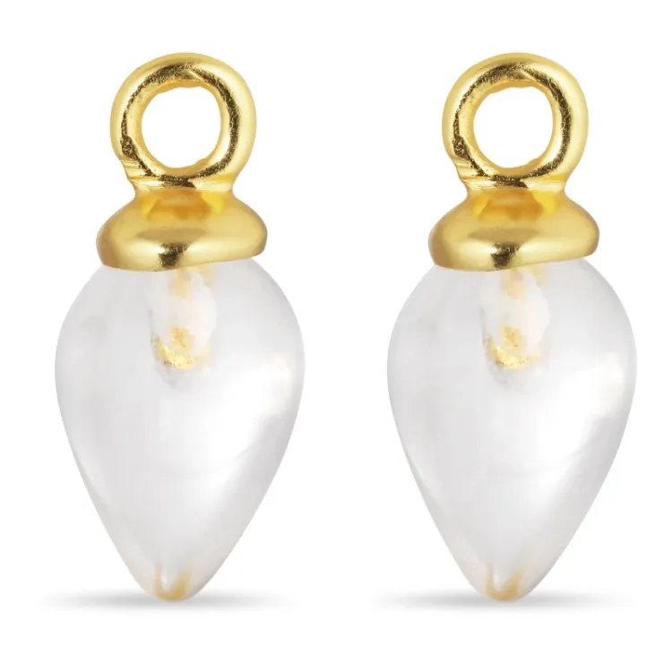 heldere kwarts hangers voor oorbellen in verguld zilver - Mix & Match