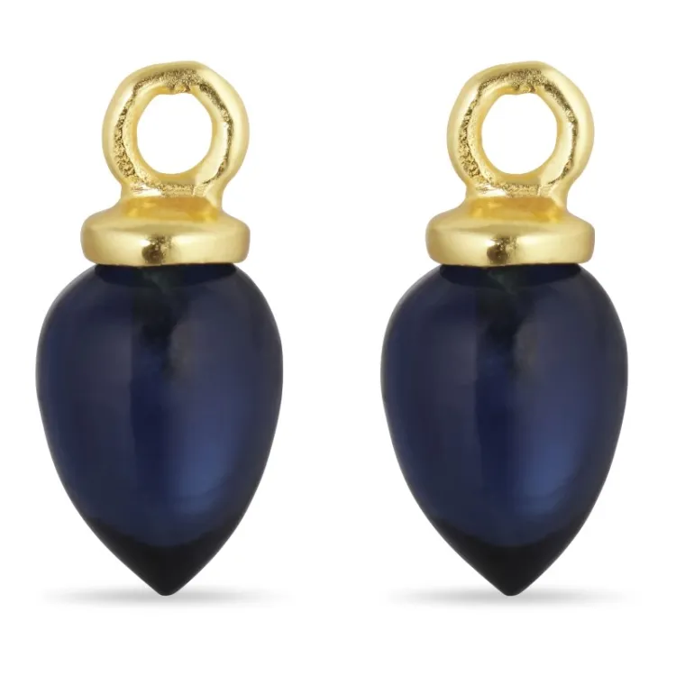 synthetisch blauwe saffier hangers voor oorbellen in verguld sterlingzilver - Mix & Match
