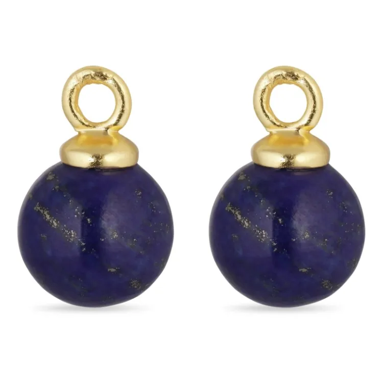 8 mm lazuursteen hangers voor oorbellen in verguld zilver - Mix & Match