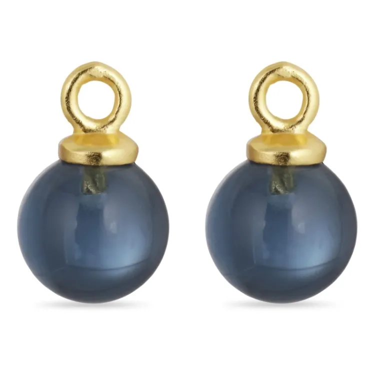 8 mm donkerblauw kristal hangers voor oorbellen in verguld zilver - Mix & Match