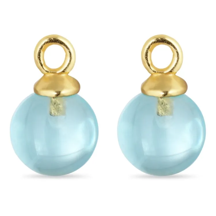 8 mm blauwe kristal hangers voor oorbellen in verguld zilver - Mix & Match
