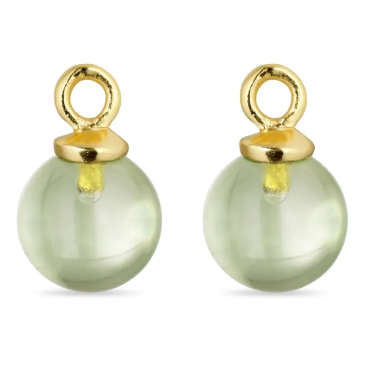 8 mm lichtgroene kristal hangers voor oorbellen in verguld zilver - Mix & Match