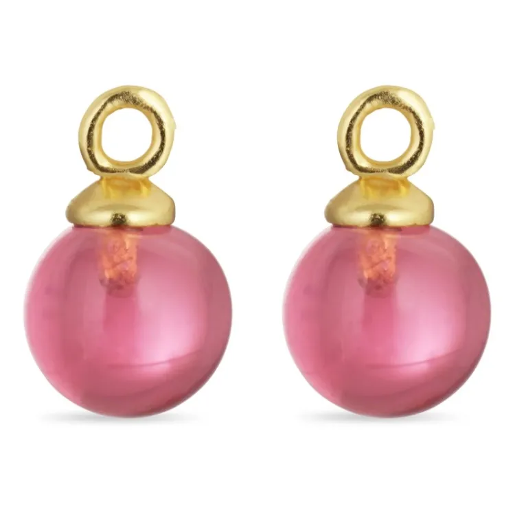 8 mm pink kristal hangers voor oorbellen in verguld zilver - Mix & Match