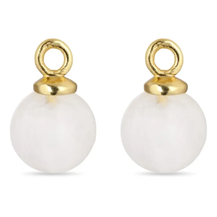 8 mm maansteen hangers voor oorbellen in verguld zilver - Mix & Match