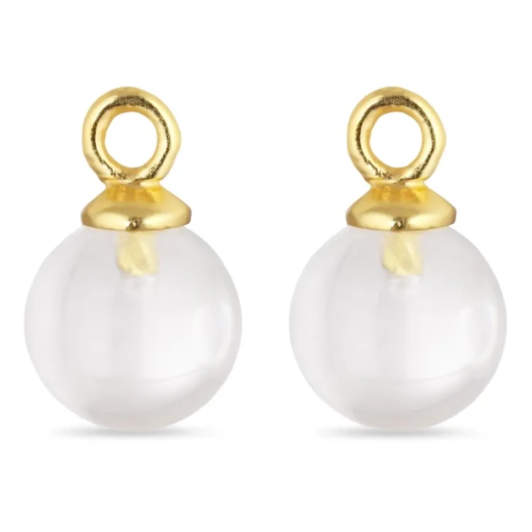 8 mm heldere kwarts hangers voor oorbellen in verguld zilver - Mix & Match