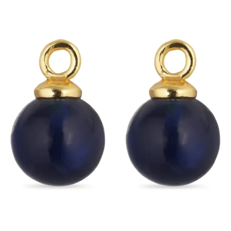 8 mm synthetisch blauwe saffier hangers voor oorbellen in verguld zilver - Mix & Match