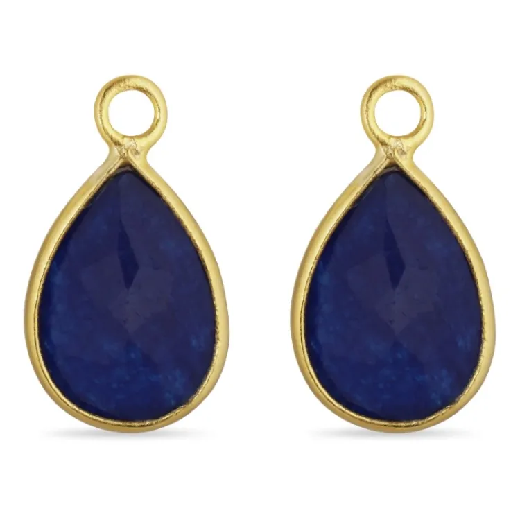 druppel blaume jadesteen hangers voor oorbellen in verguld zilver - Mix & Match