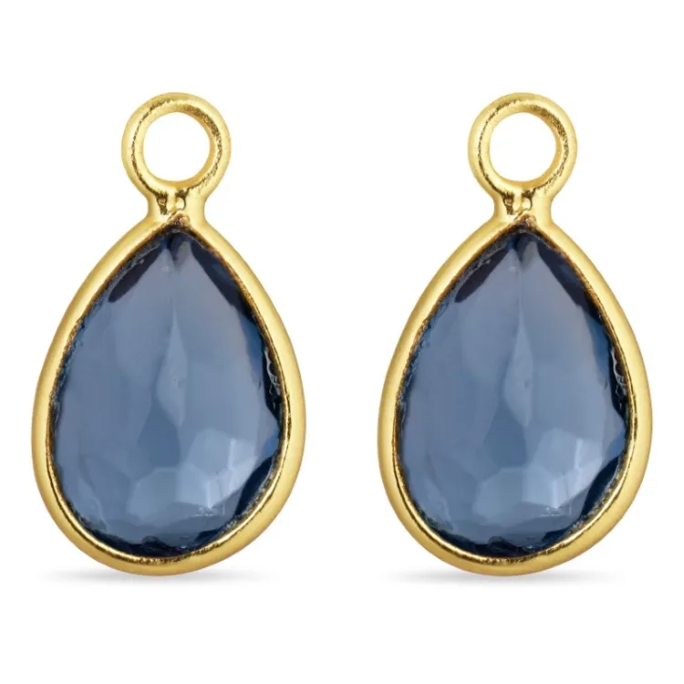 druppel donkerblauw kristal hangers voor oorbellen in verguld zilver - Mix & Match