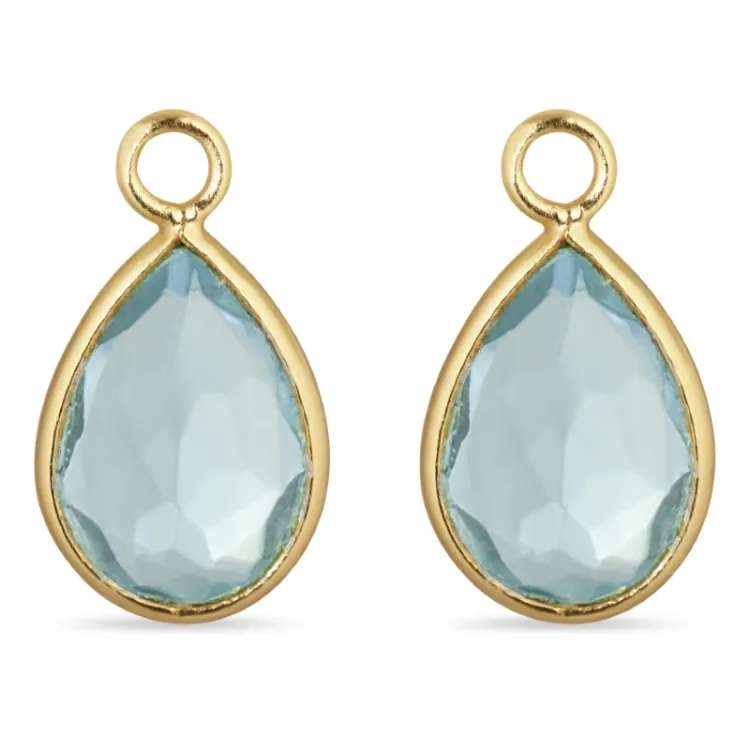 druppel blauwe kristal hangers voor oorbellen in verguld zilver - Mix & Match