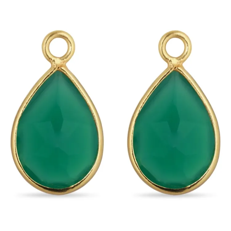 druppel aqua kristal hangers voor oorbellen in verguld zilver - Mix & Match